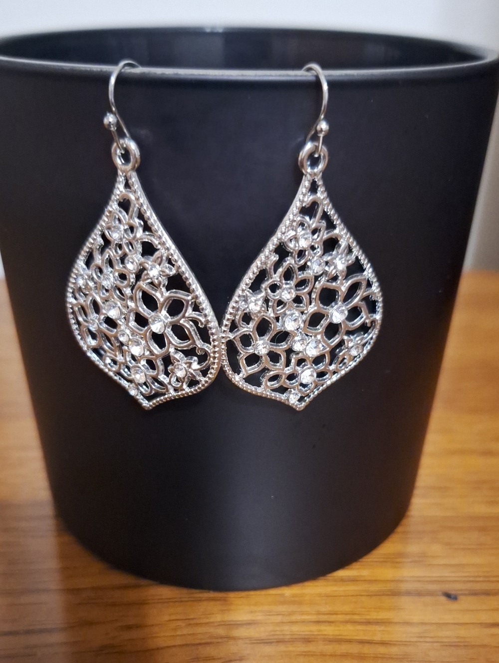 Silver Filigree Teardrop Earrings